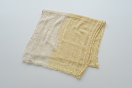 草木染 オーガニックコットン ストール 半染め（イエロー）【I000360Y】