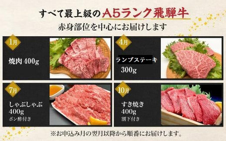 A5等級 飛騨牛  定期便 4回  【1月・4月・7月・10月】HF104 牛肉 定期便 飛騨