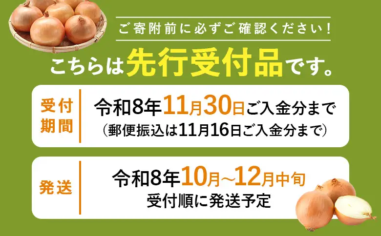 【先行受付】玉ねぎ Lサイズ（20kg）【令和8年10月～12月中旬発送】【1200202】