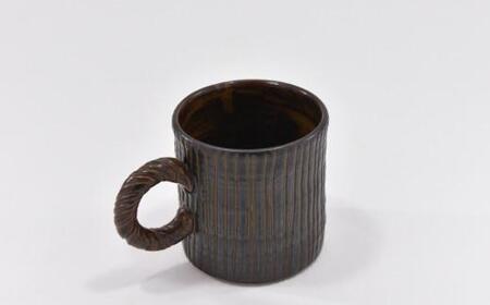 京焼 マグカップ 新羅釉 木賊紋  （ 黒 ）1個 グラス コップ ブラック レンジ 食洗器 OK カップ 食器 贈答 ギフト プレゼント 