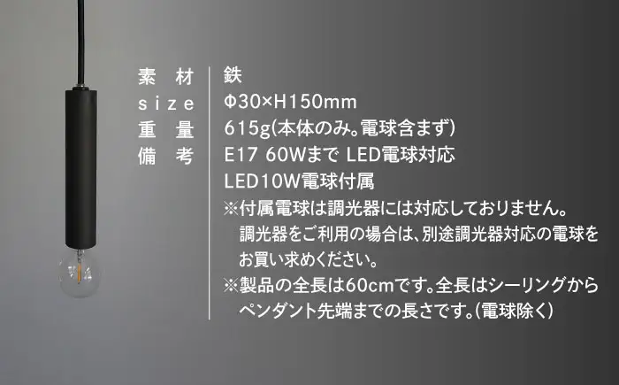 CTSH LIGHT. ペンダントライト [CIRCLE パーカーライジング LONG E17] 瑞浪市 / ジオニック 照明器具 ソケット 鉄 ブラック [AZBQ102]