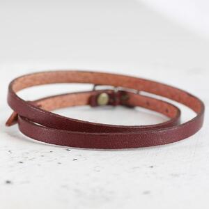 【イタリアンレース 2重巻きブレスレット】スリムでクールなレザーアクセサリー レザーカラー：茶 WL004 茶 ブレスレット