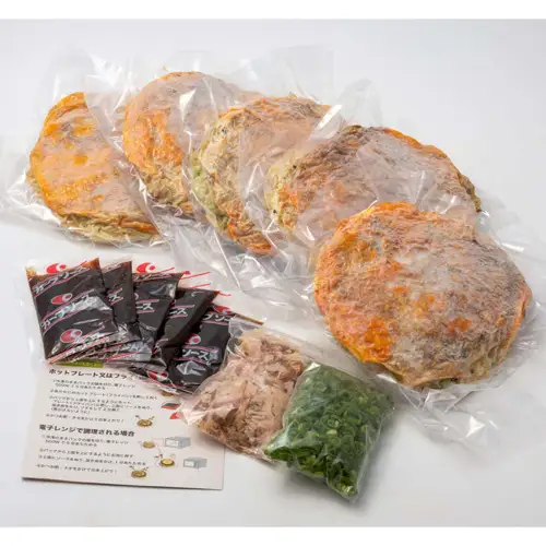 5枚セットそば肉玉シングル（辛麺）：平の家広島風お好み焼き／府中焼き No.443