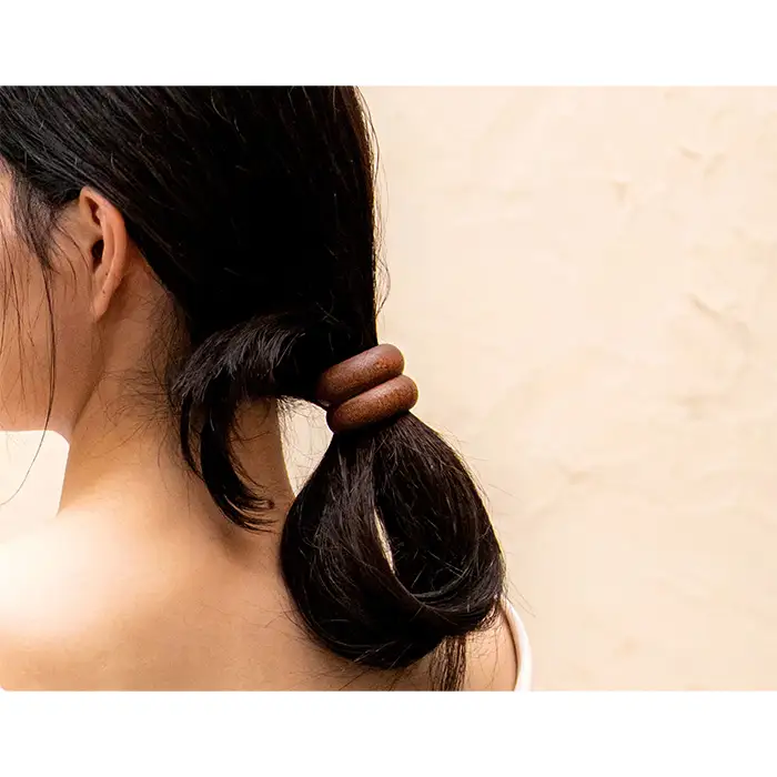 【ダブルtype】天然木のヘアアクセサリー「ポニーフック・灯」 No.892-02