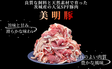 「美明豚」 小間切れ 約2.2kg (約550g×4パック) ( 茨城県共通返礼品・行方市産 ) ブランド豚 銘柄豚 美明豚 豚 豚肉 肉 こま切れ 豚こま 豚小間 小分け 茨城 茨城県産 国産 冷凍 焼肉 BBQ_DS003