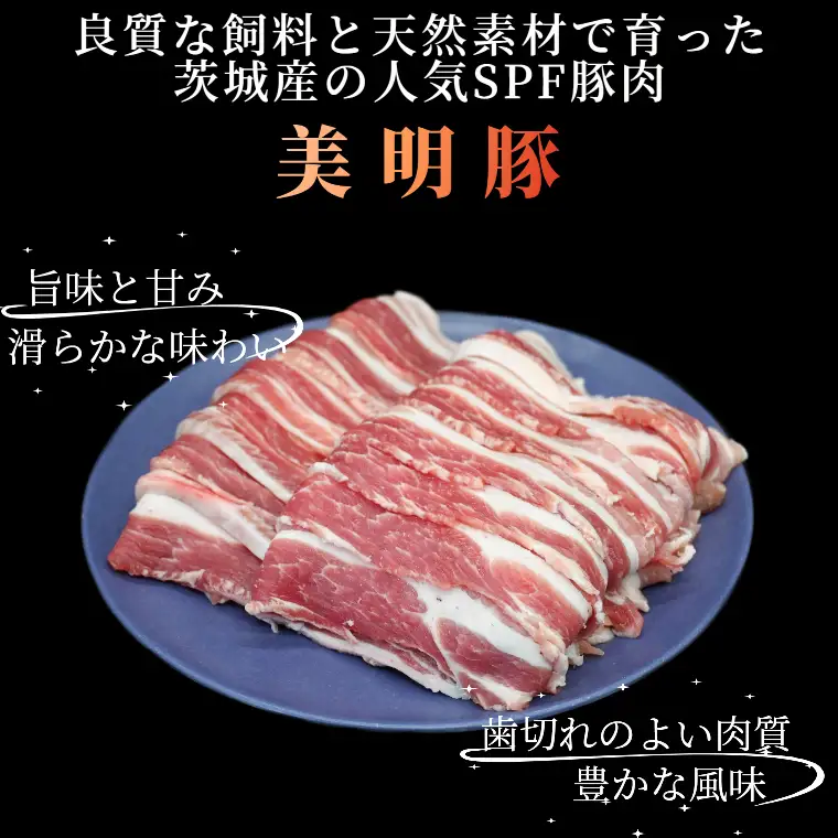 「美明豚」 豚バラスライス 約1.4kg ( 茨城県共通返礼品・行方市産 ) ブランド豚 銘柄豚 美明豚 豚 豚肉 肉 豚バラ ぶたばら スライス 豚バラ肉 茨城 茨城県産 国産 冷凍 焼肉 BBQ_DS004