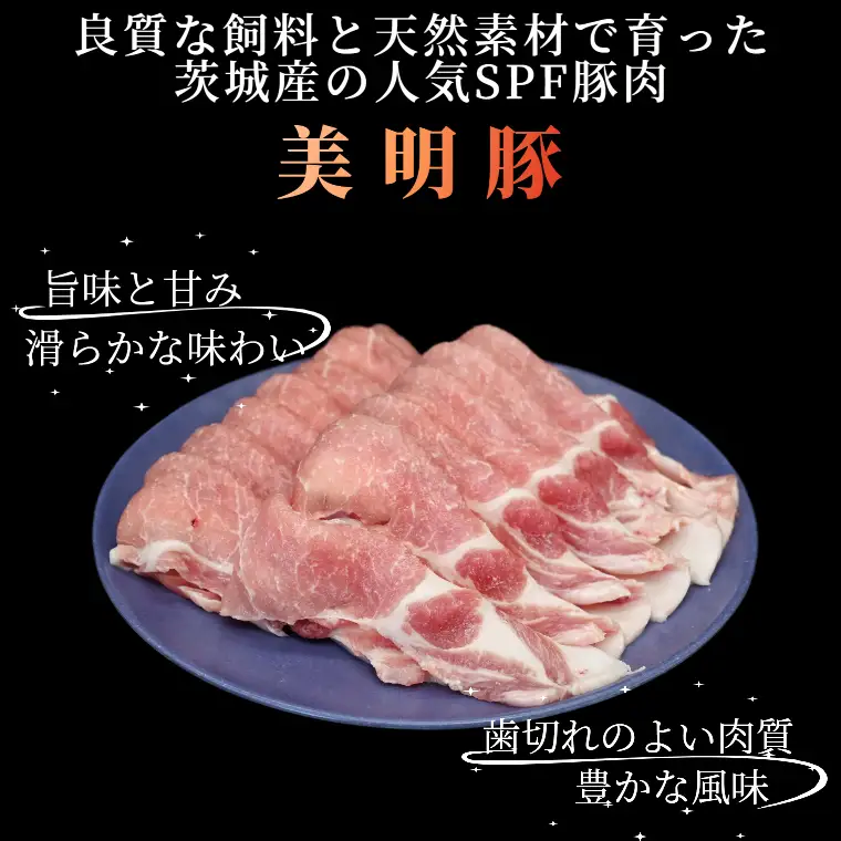 「美明豚」ロース 薄切り 1.1kg ( 茨城県共通返礼品・行方市産 ) ブランド豚 銘柄豚 美明豚 豚 豚肉 肉 豚ロース 薄切 茨城 茨城県産 国産 冷凍 焼肉 BBQ_DS005