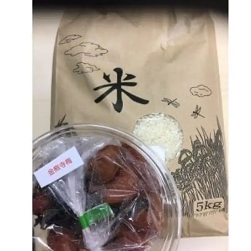 直売所のお米と金熊寺の梅干しセット【015D-024】