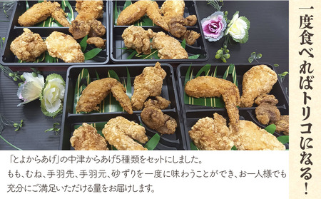 中津からあげ全員集合 4食セット | 調理済み からあげ 唐揚げ とよからあげ もも肉 むね肉 手羽先 手羽元 砂ずり おかず お弁当 大分県 中津市