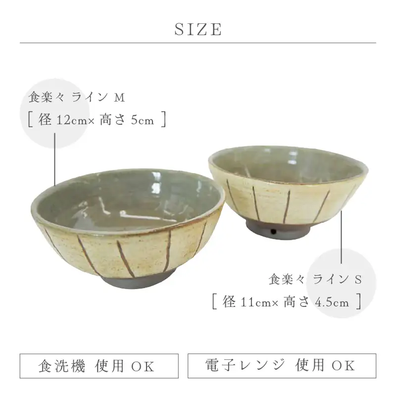  越前焼のふるさと越前町からお届け！飯碗 2点 ライン柄 サイズS・M 食楽々 拓逢陶房 越前焼 越前焼き 【ごはん茶碗 めし碗 ペアー  食器  ギフト うつわ 電子レンジ 食洗機 工芸品 陶芸作家 陶器 】 [e25-a047] 