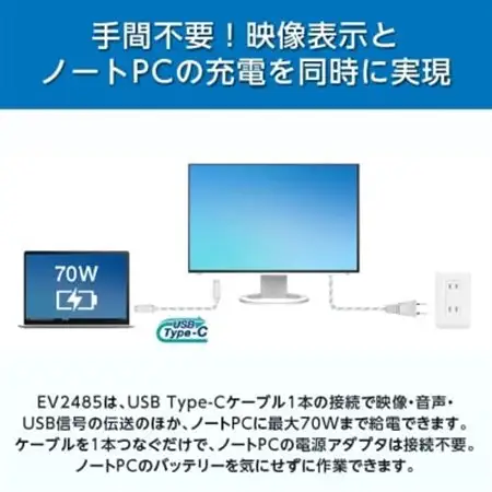 EIZO USB Type-C搭載24.1型液晶モニター FlexScan EV2485 ホワイト_液晶 モニター パソコン pcモニター ゲーミングモニター USB Type-C_【1246773】