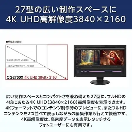 【国内生産】EIZO 27型4Kカラーマネージメント液晶モニター ColorEdge CG2700X_液晶 モニター パソコン pcモニター ゲーミングモニター USB Type-C_【1346451】