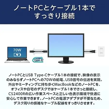 【国内生産】EIZO 24.1型カラーマネージメント液晶モニター ColorEdge CS2400R_液晶 モニター パソコン pcモニター ゲーミングモニター USB Type-C_【1402137】