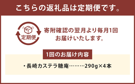 【6ヶ月定期便】 長崎カステラ糖庵 0.5号 4本