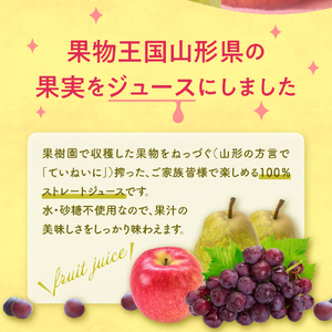 ねっづぐすぼた100％ジュースセット 滝口観光果樹園提供 hi030-050　（果汁100％ ストレートジュース 詰め合わせ フルーツ 果物 りんご もも  ぶどう ラ・フランス 産地直送 山形 お取り寄せ 送料無料 山形県 東根市）