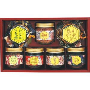 【ギフト包装対応】安田の佃煮　ふる里自慢　7種セット（しそ若布、わかめうま煮、鮭茶漬け、味わいメンマ、摘のり、南高梅こんぶ、利尻昆布）