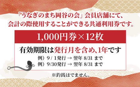 「うなぎのまち岡谷」の会 食事券 共通利用券12,000円分