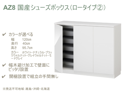 AZ8　国産シューズボックス（ロータイプ②）※開梱設置　【 シューズボックス 靴箱 オーダー サイズオーダー セミオーダー 国産 日本製 家具 収納家具 完成品 】