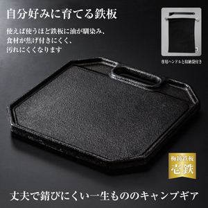 梅鋳鉄板 壱鉄 鋳鉄職人が追求して生まれたこだわりのソロキャン用のコンパクト鋳物製鉄板 [sf002-198]