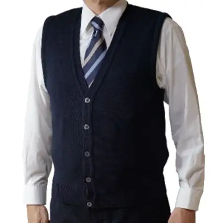 無地 メンズニット オープンベスト コン M寸 15220_装飾品・工芸品 男性・メンズ 洋服 _【1219030】