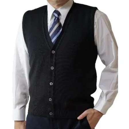 無地 メンズニット オープンベスト クロ S寸 15220_装飾品・工芸品 男性・メンズ 洋服 _【1219164】