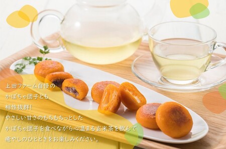 《特別栽培米 ゆめぴりか使用》上田ファームの玄米茶 3袋（1袋7パック入り）お茶 ブレンド 狭山茶 国産 ティーパック ティータイム お湯出し 水出し 北海道 苫前町 とままえ ued06