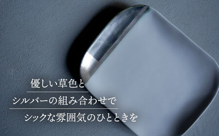 【美濃焼】陶芸家「徳田吉美」-酸化銅 ＆ 銀彩- イングレイズド プレート スクエア16cm【井澤コーポレーション】[TBP141]