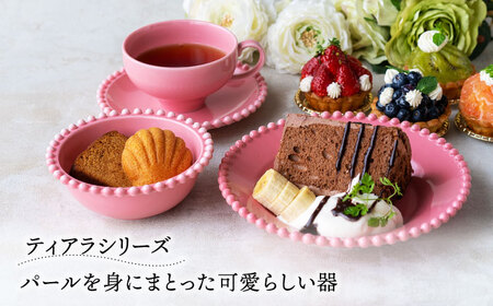 【美濃焼】ティアラ ティーカップ＆ソーサー スイートピンク 2客セット【Primitive陶舎花＊花】食器 皿 コーヒーカップ プレート ティータイム 写真映え 洋風 ヨーロッパ風 カフェ風 かわいい おしゃれ [MFZ017]
