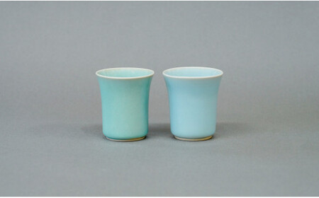 有田焼 翡翠・天青こどもコップ 2色セット 青磁 食器 ぐい呑 湯呑 うつわ 作家 梶原大敬 茂正工房 A22-41