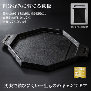 梅鋳鉄板 鉄二 鋳鉄職人が追求して生まれたこだわりのソロキャン用のコンパクト鋳物製鉄板 [sf002-199]
