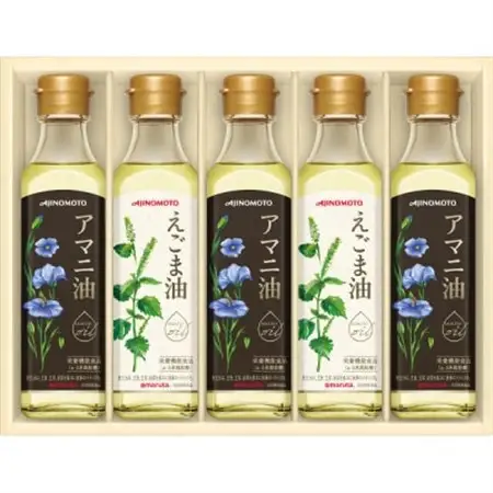 【ギフト包装対応】味の素　えごま油180g×2本＆アマニ油180g×3本ギフト【1439570】