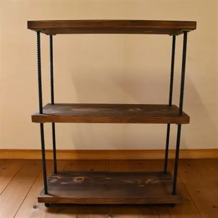 杉無垢材とアイアンのコンパクト3段ラック_雑貨・日用品  家具・インテリア _【1418688】