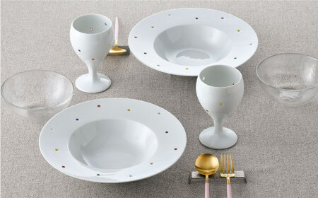 【波佐見焼】水晶カラフルドット アラカルトボウル＆ショートワイン ペアセット 食器【丹心窯】[AB44] 波佐見焼