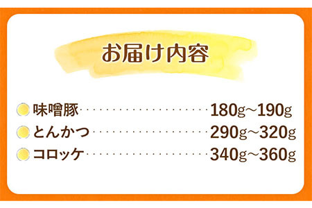 熊本県産 ブランド豚 えころとん使用 とにかく美味しいギフトセット 合計800g以上 一般社団法人すまいる ワークプレイス絆 《90日以内に出荷予定(土日祝除く)》 味噌豚 とんかつ コロッケ えころとん ギフト 豚肉