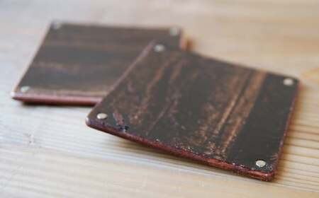 【こだわりの革細工】Pair Coaster /「LEATHERS by Kei Arabuna」 革 コースター
