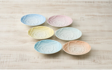 錦右エ門陶苑 La Vie en rose プレート14cm 6色セット 有田焼 取り皿 ハレの日 バラ 薔薇 マストアイテム 食卓 A50-225