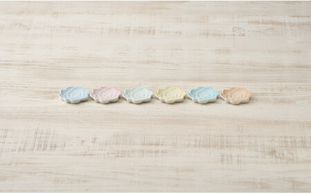 錦右エ門陶苑 La Vie en rose 箸置き 6色セット 有田焼 カトラリーレスト バラ 薔薇 食卓 A18-225