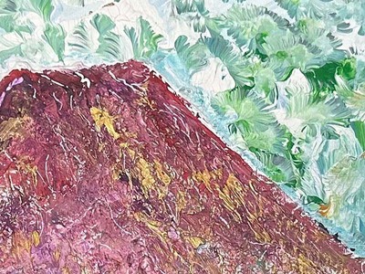 富士山溶岩パワーアート「紫富士の輝き」 絵画 アート