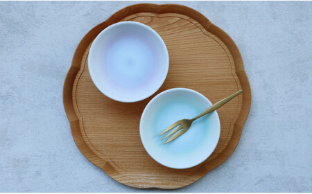 【まるふくオリジナル】有田焼 Pale Crystal 高台小皿 2点セット 食器 うつわ 器 デザート皿 グラデーション A24-83