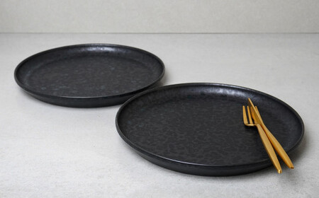 金善製陶所 210カット プレート 黒陶 2枚 有田焼 食器 器 うつわ プレート 30000円 3万円 A30-727