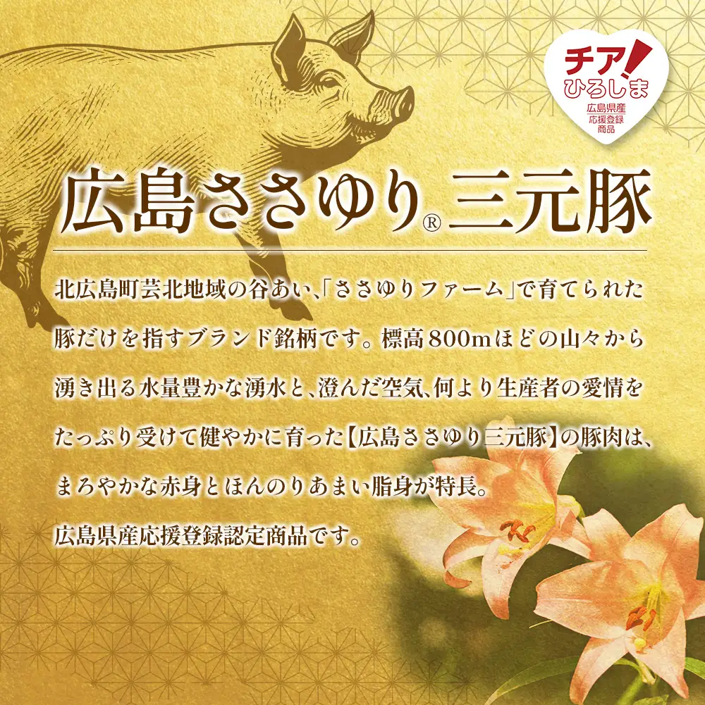 ≪7月下旬発送≫＼数量限定寄付額／　豚肉 三元豚 すき焼きセット ささゆりファームの広島ささゆり(R)三元豚（合計600g）_FU100_002