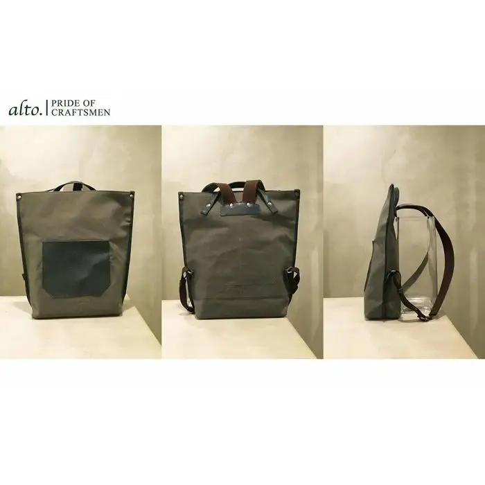 【alto.】シュリンクレザーコンビ　リュック（L）　AMSB-5007（ネイビー）