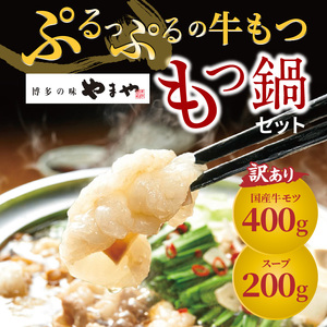 訳あり やまやもつ鍋4人前（もつ400g、スープ200g） _TY5105