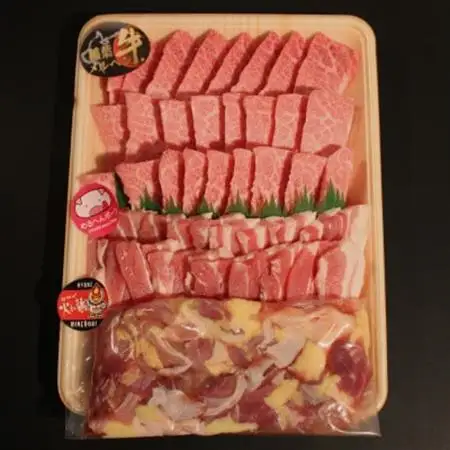 おやべのお肉焼肉セット1kg(和牛カルビ500g・豚300g・親鶏200g)【配送不可地域：離島・北海道・沖縄県・東北・中国・四国・九州】【1291450】