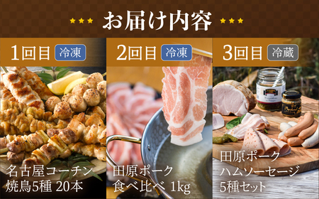 【定期便】 地鶏 ブランド豚 定期便 全3回
