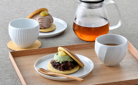 【波佐見焼】白磁手彫 ティータイム 4点セット 食器 皿【一真窯】[BB64] 波佐見焼