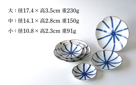 【波佐見焼】和紺・線 花型皿 3種類 6枚セット 食器 プレート【奥川陶器】[KB69] 波佐見焼