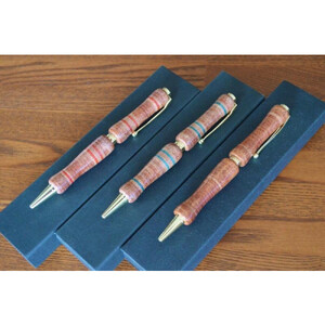 皮革工芸品 革ペン 積革技法でつくる回転式ボールペン　レッドライン【文房具 ボールペン ペン 日用品 人気 おすすめ 】