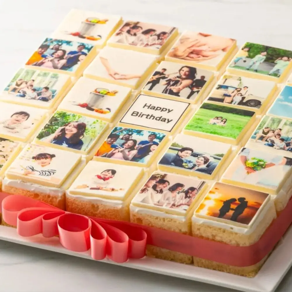 【スイーツ】お気に入りの写真をホワイトチョコにプリント！オリジナルの美味しいケーキを。 25ピース アルバムケーキ