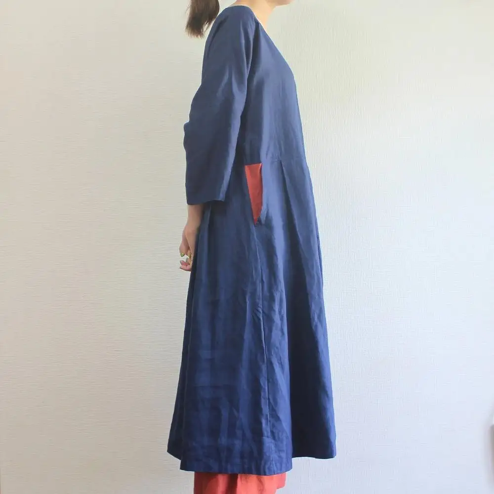 北鎌倉のアトリエよりお届け　フレンチリネンタックワンピース